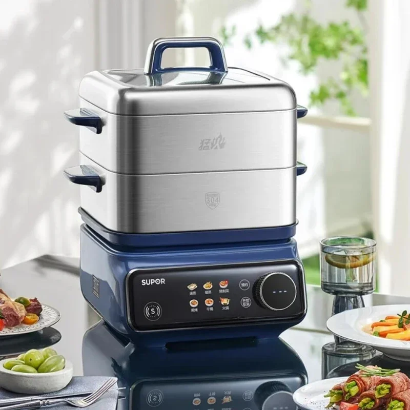SUPOR 220V Removable Base Electric Steamer Household 16L Three-layer Stainless Steel 2100W Multifunctional Steam Box 3