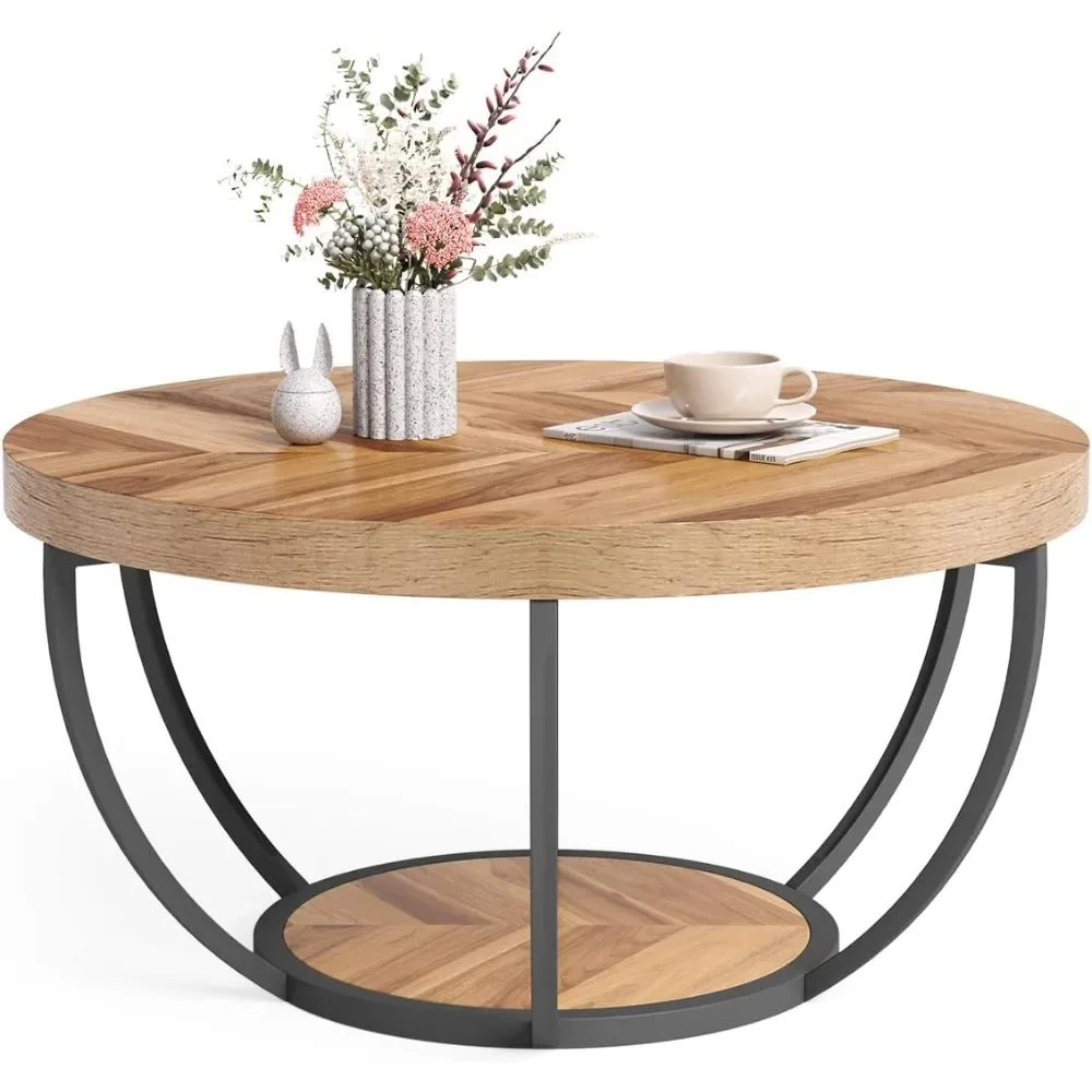 Coffee Table for Living Room, Wood Accent Center Table with Open Storage Industrial Design Home Furniture