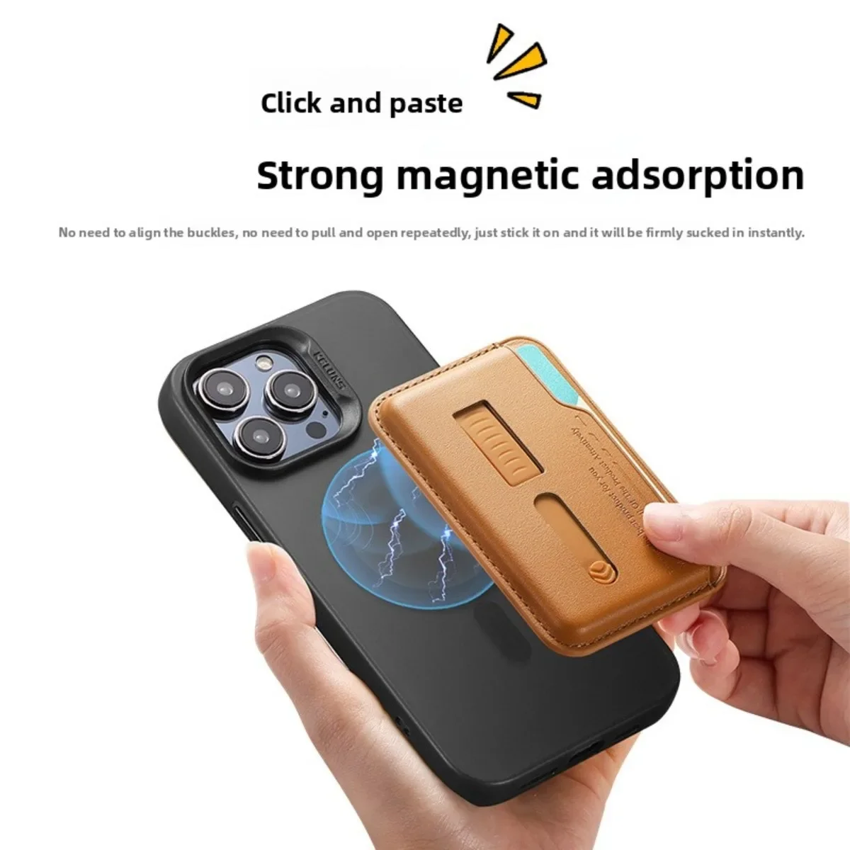 Enhanced Magnetic Card Holder Wallet Case with Finger Ring and Wrist Strap