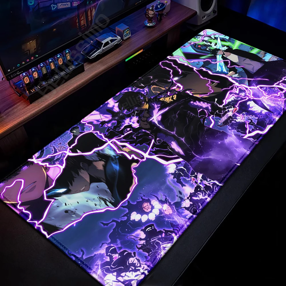 Premium Anime Solo Leveling Gaming Desk Mat - Extra-Large Non-slip HD Mouse Pad with Locking Edges (90x40cm)