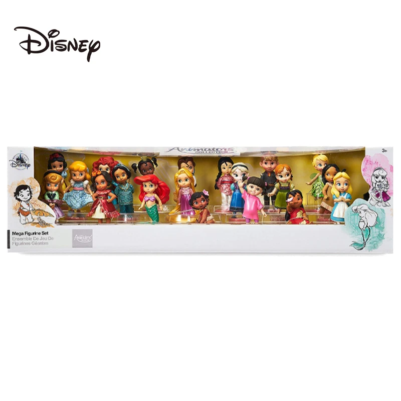 Kolekcja animatorów Disney Deluxe figurka zestaw 20-częściowy zestaw księżniczka alicja jaśmin roszpunka Elsa w pudełku Kawaii prezenty zabawka