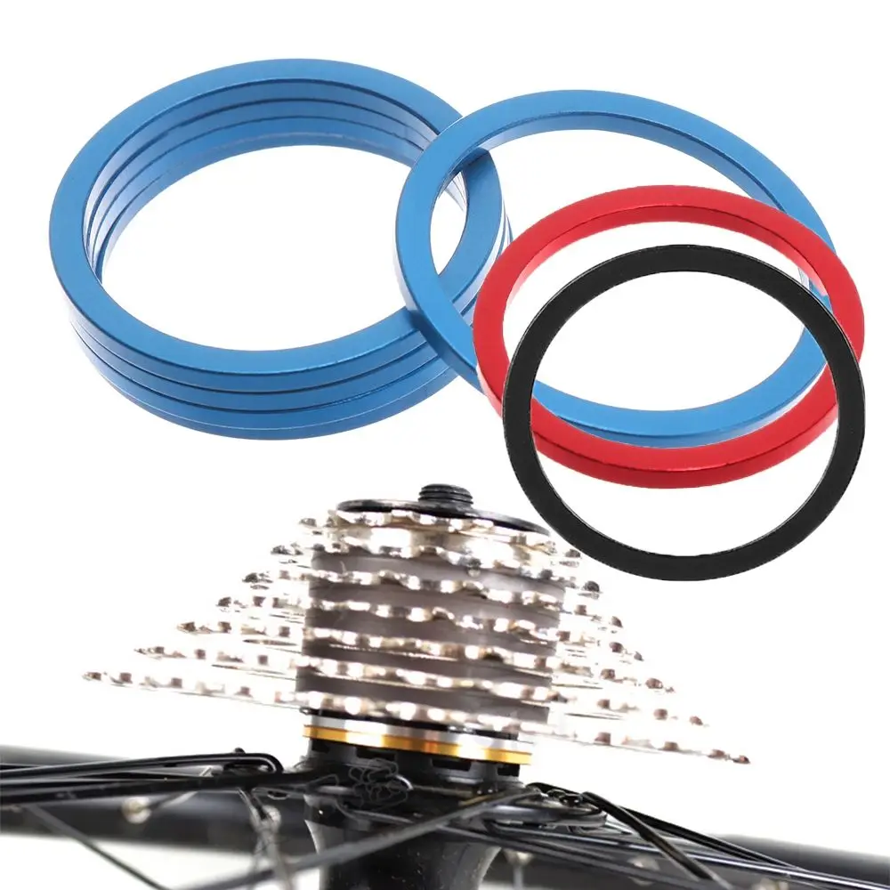 5pcs 1~2.5mm Aluminium Alloy Bicycle Flywheel Hub Spacers MTB Bike Bottom Bracket Washer Bike Axle Washer Gasket Freewheel Gap