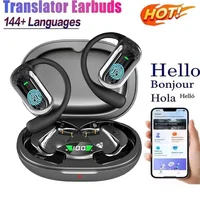 BT 5.3 AI Translation Earbuds with Ear Hook Translator Headphones Open Ear Headphones for Running Fitness Learning Accessories