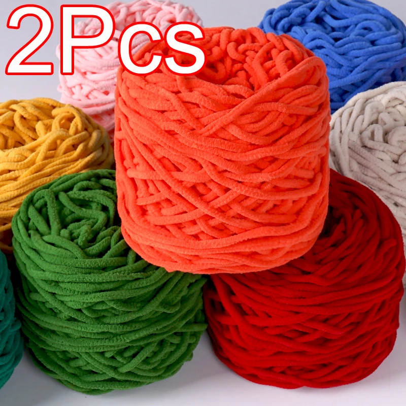 2Pcs Hand Knitting Thin Velvet yarn Crocheting Chenille yarn Crochet mat amigrumi slipper line knit sweater blanket thread 5