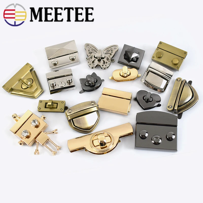 Meetee 1Pc Metal Bag Turn Lock Bag Decoration Twist Buckles Handbag Purse  Closure Clasps DIY Hardware Replace Accessories