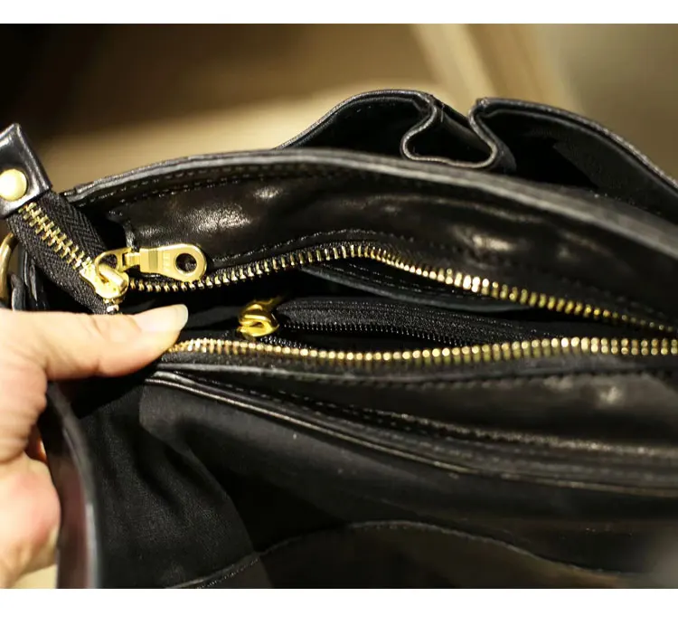PNDME mode lässig luxus echtes leder damen schulter tasche party im freien designer handgemachte kuh leder frauen umhängetasche – Detail 5
