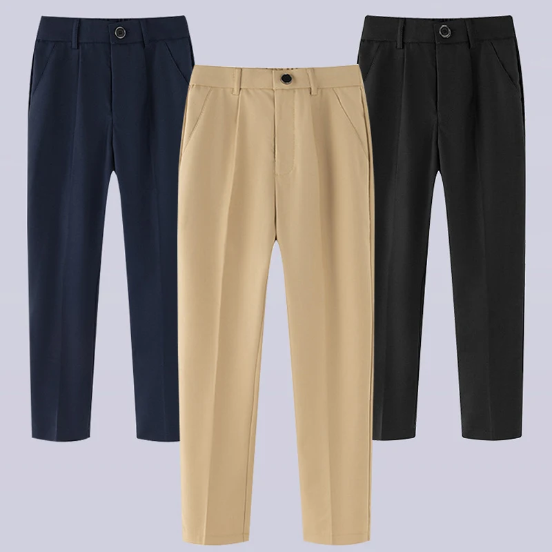 Children's Suit Trousers Boys Black Navy Straight Trousers Kids Campus Performance Piano Pants