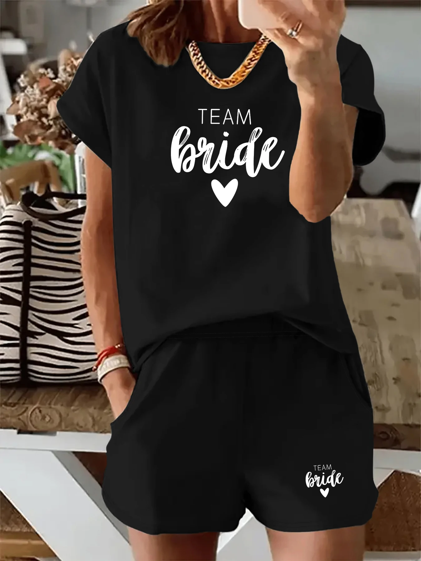 Women's Casual Suits, a Must-Have for Trendy Looks, Romantic Summer Wedding Style Team Bride Set, Simple Side Design, Loose and Comfortable Pre-Wedding Party Outfit Set, Women's Clothing - 6