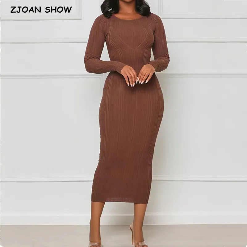 4-colors-Sexy-O-neck-Ribbed-Knitting-Package-Hips-Sweater-Dress-Women ...