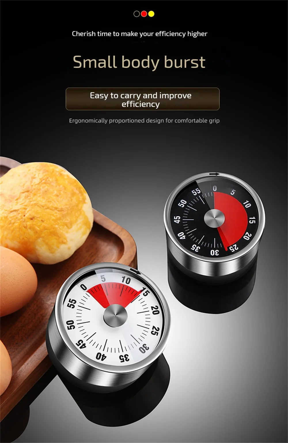 Description Picture 5 of item1pc Visual Timer Mechanical Countdown Timers Kitchen Classroom Baking Clock For Teaching Meeting Cookin Working Kitchen Gadgets