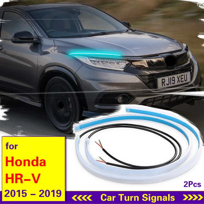 LED DRL 자동차 주간 주행등, 유연한 방수 흐름 DRL LED 스트립 방향 지시등, 혼다 HR-V HRV 2015-2019, 2 개, 12V