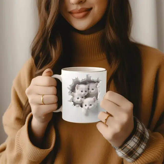3D Cat Coffee Mug 2