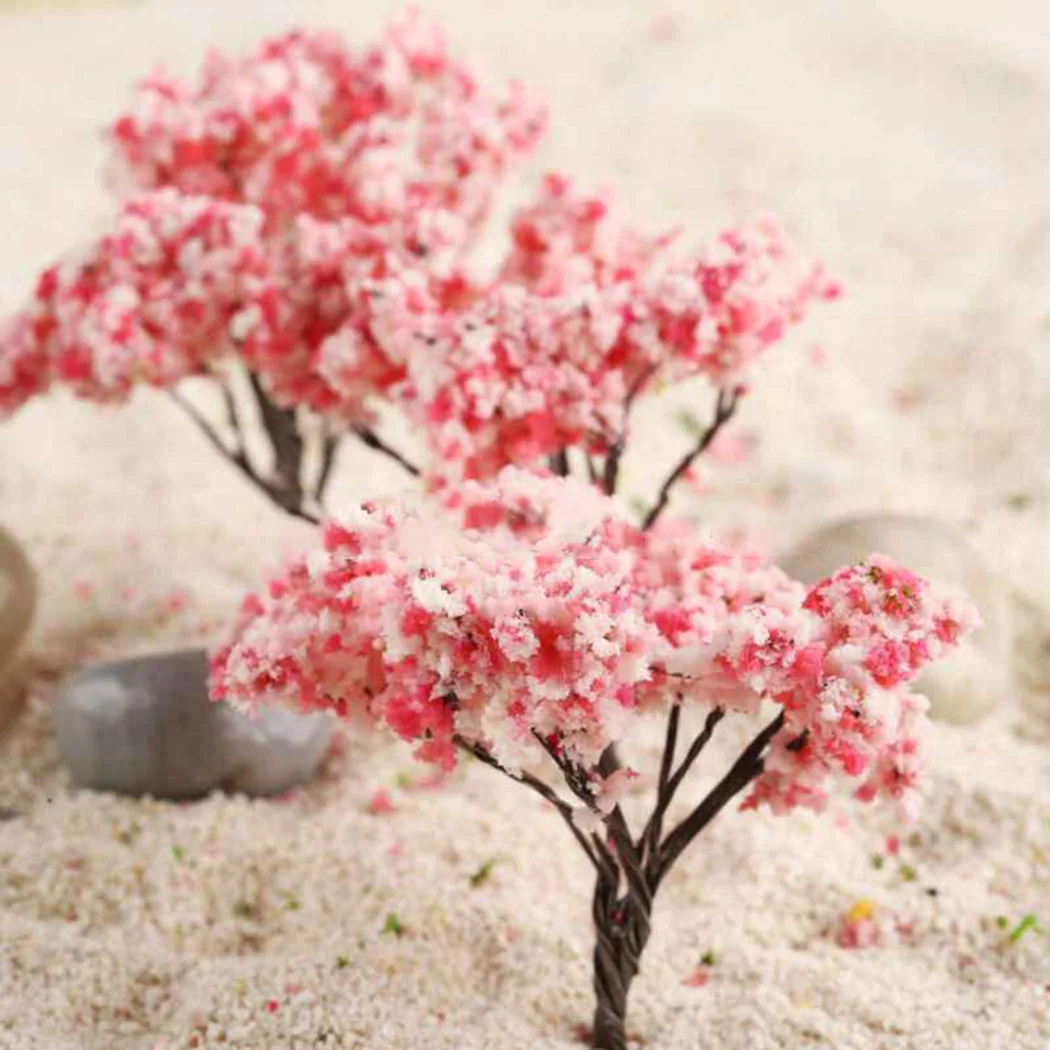 20pcs 6.4cm Tree Model Accessories Cherry Flowering Plant Model Railway Layout Practical