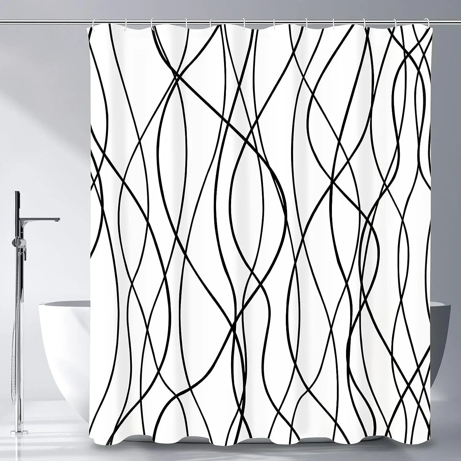 

White Shower Curtain White Striped Shower Curtain Decoration Shower Curtain Bathroom Polyester Waterproof fabric Decoration