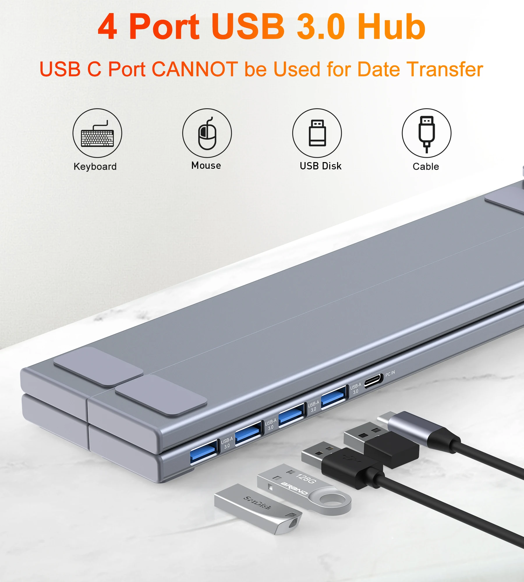 USB C-USB 허브 휴대용 노트북 스탠드 알루미늄 4포트 USB3.0 멀티포트 어댑터 맥북용 조절 가능한 노트북 도킹 스테이션