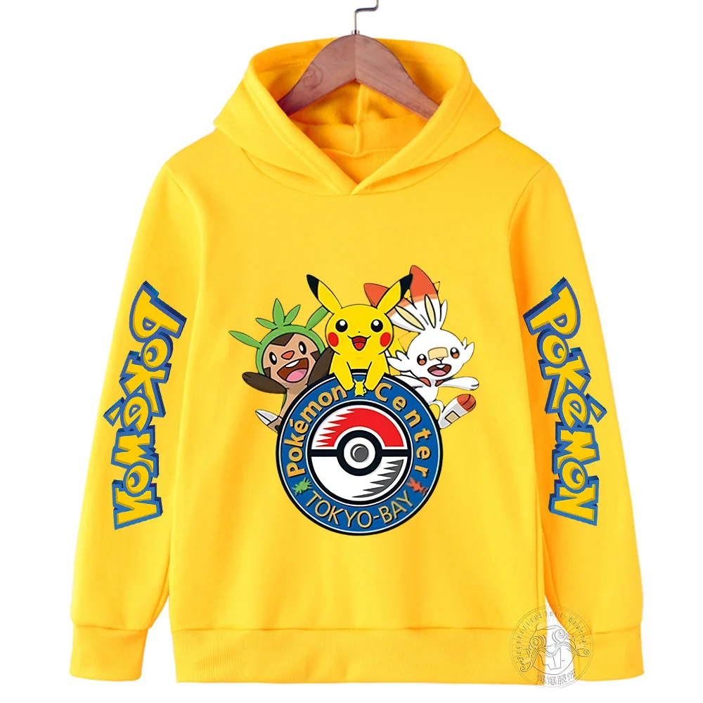 Felpa con cappuccio stampa creativa pokemon Pikachu per bambini di età compresa tra 3 e 14 anni autunno street casual pullover per ragazzi e ragazze