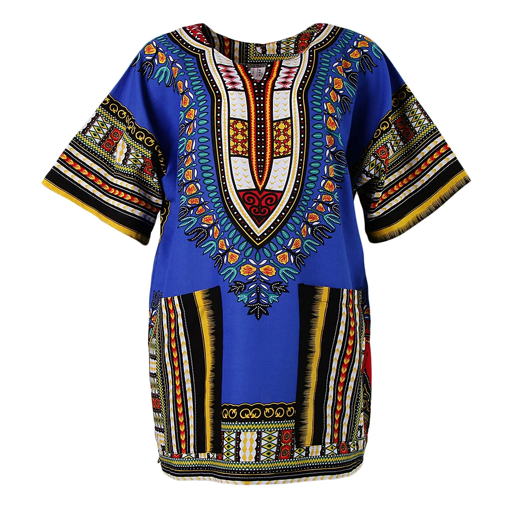 Mens Dashiki Shirt African Embroidery Print Festival Tribal Top Kaftan