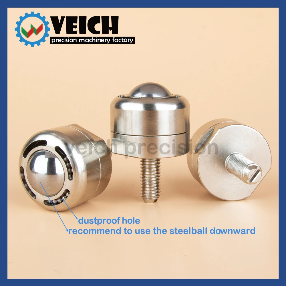 VCN334 Ball Transfer Rollers Studs Mounts Dustproof Stainless Steel
