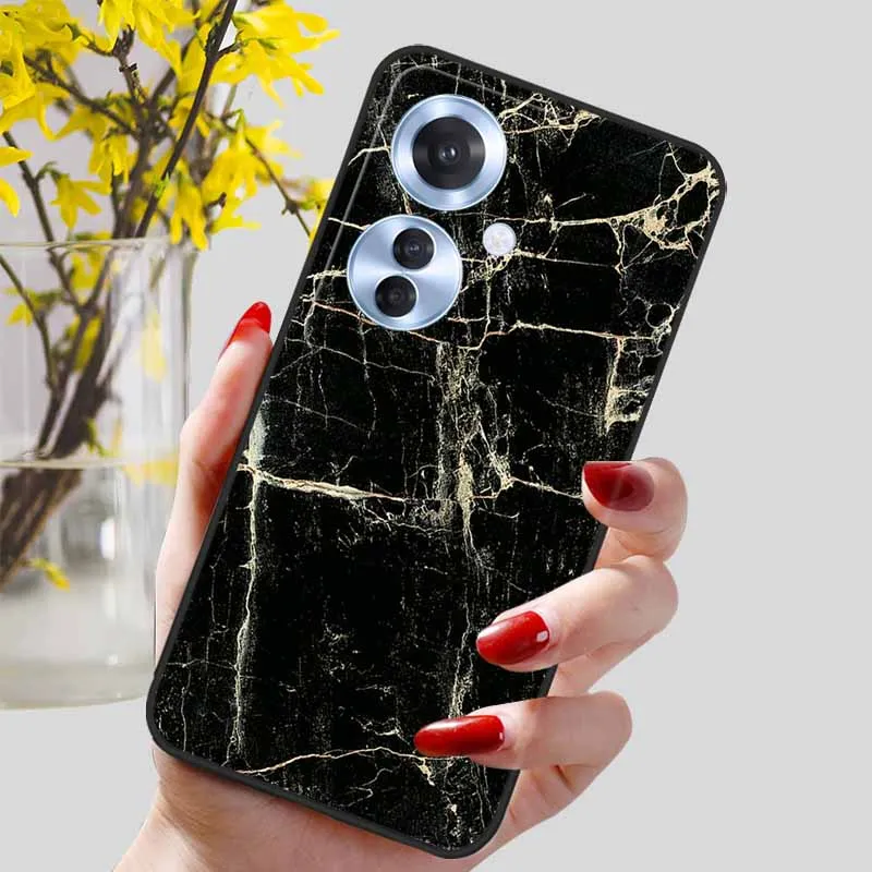 Black Marble Print Silicone Phone Cover - Fashionable Protective Shell and Soft TPU Case