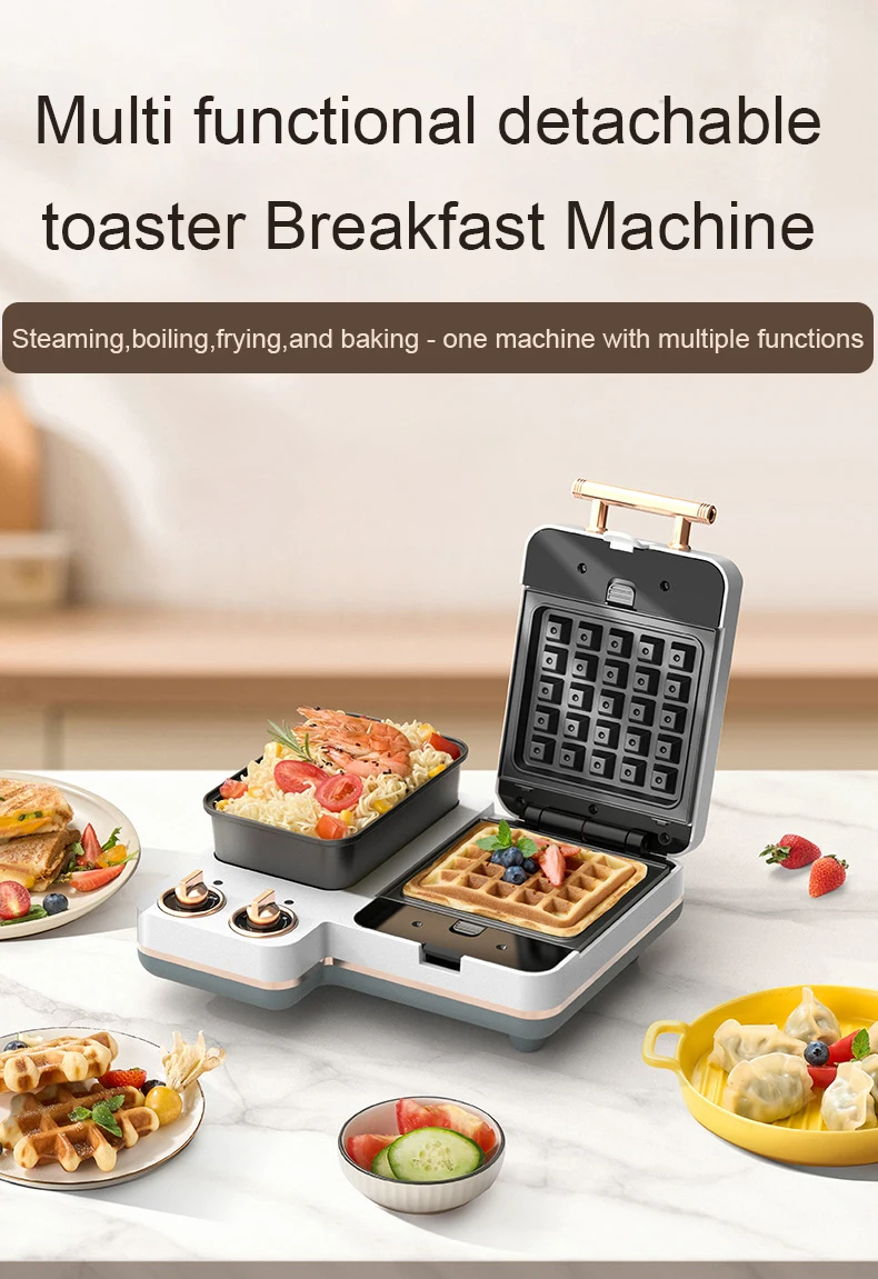 Description Picture 3 of itemSandwich Maker Eggette Breakfast Machine Waffle Grill Toaster Food Steamer Pasta Noodles Cooker Fried Eggs Omelette Frying Pan