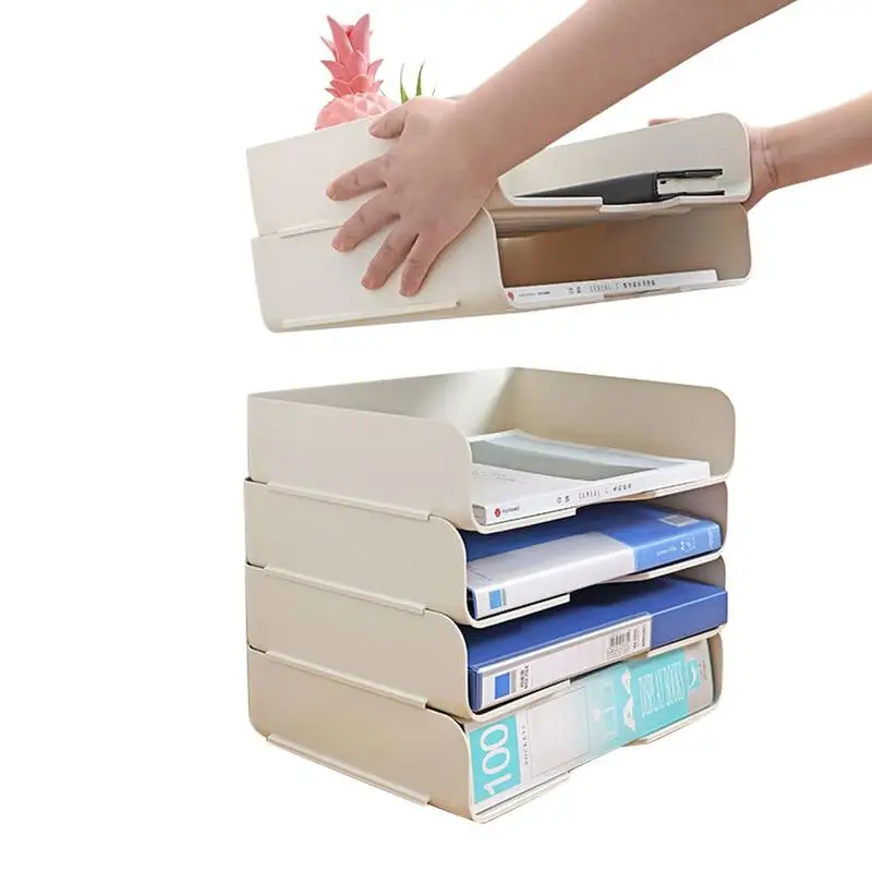 

Paper Tray Organizer Non-Slip Stackable Storage Stand For A4 Paper Large Capacity Convex Bottom Paper Organizer Portable Paper