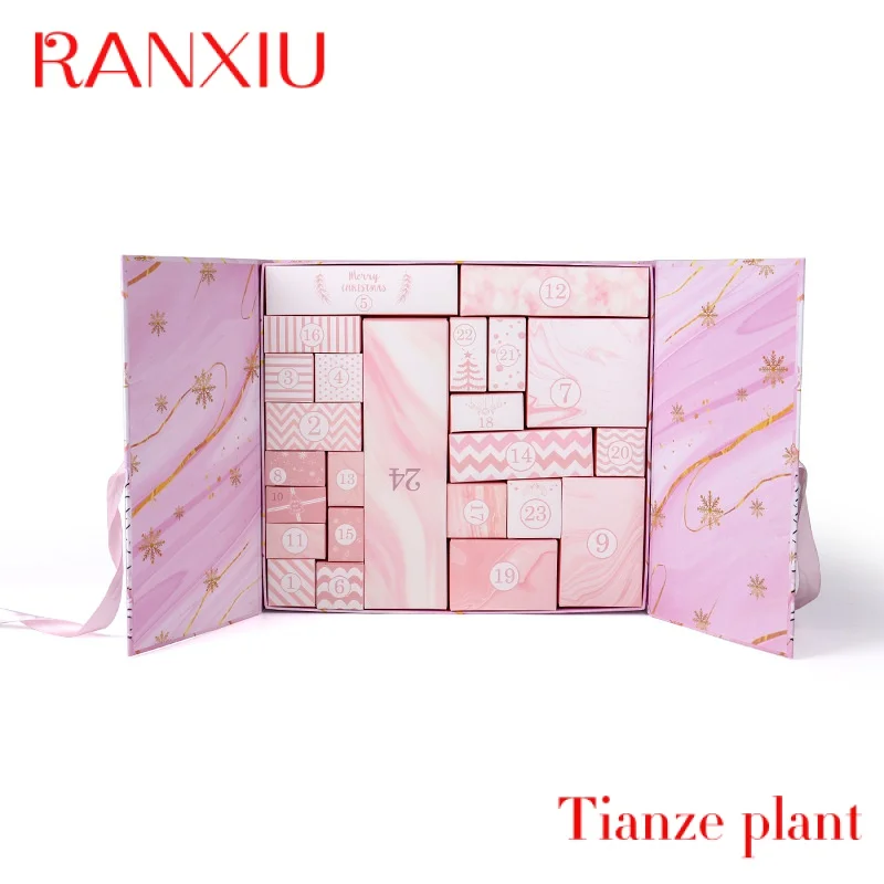 Custom Custom design cosmetic advent calendar box double door packaging gift boxes