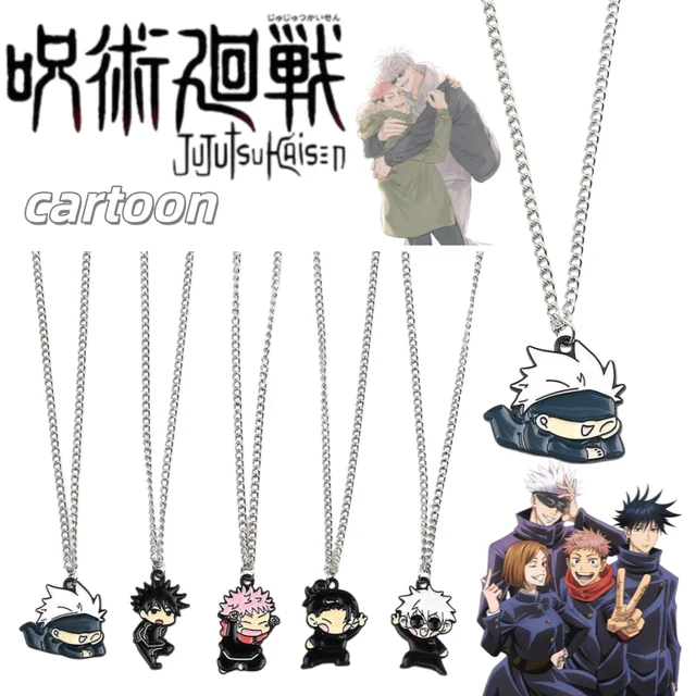 Collier Jujutsu Kaisen Yuji Itadori et Gojo Satoru, nouveau, créatif, mignon, tendance, personnalisé, portable, pendentif pour étudiant 1