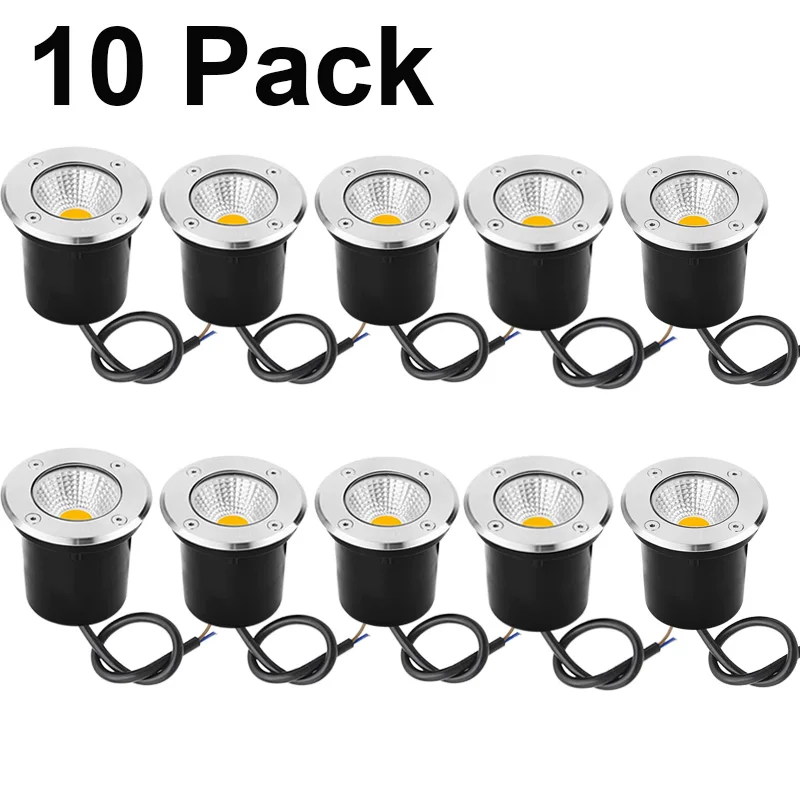 10PCS LED Underground light 10W15W COB Floor Lamp Outdoor Ground Spot Landscape Garden Square Path Buried Yard 110V220V 12V IP68