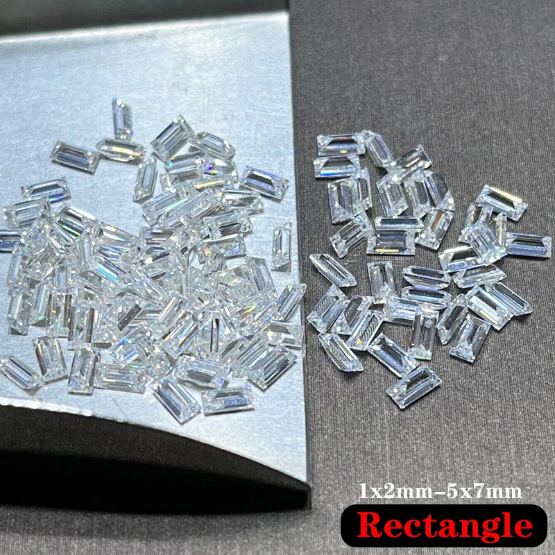 

1~56Pcs Baguette Cut White Moissanite Stone D Color VVS1 Pass Diamonds Test Rectangle Small Size 1.5x2 -4x8mm For Jewelry Making