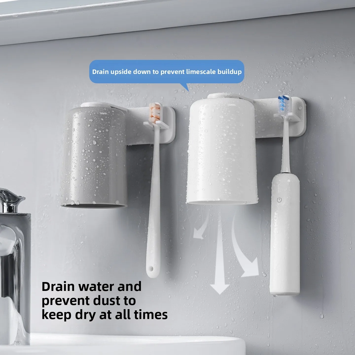 Magnetic Suction Cup Holder Wall Mounted No Drilling Toothbrush Storage Rack Bathroom Accessories_voghion.com