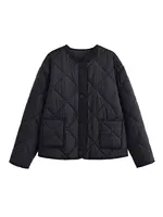 Nlzgmsj Autumn Winter Women's Solid Single-breasted O-Neck Jacket Fashion  Long Sleeve Coat  Street Casual  Short  Jacket - Image 2
