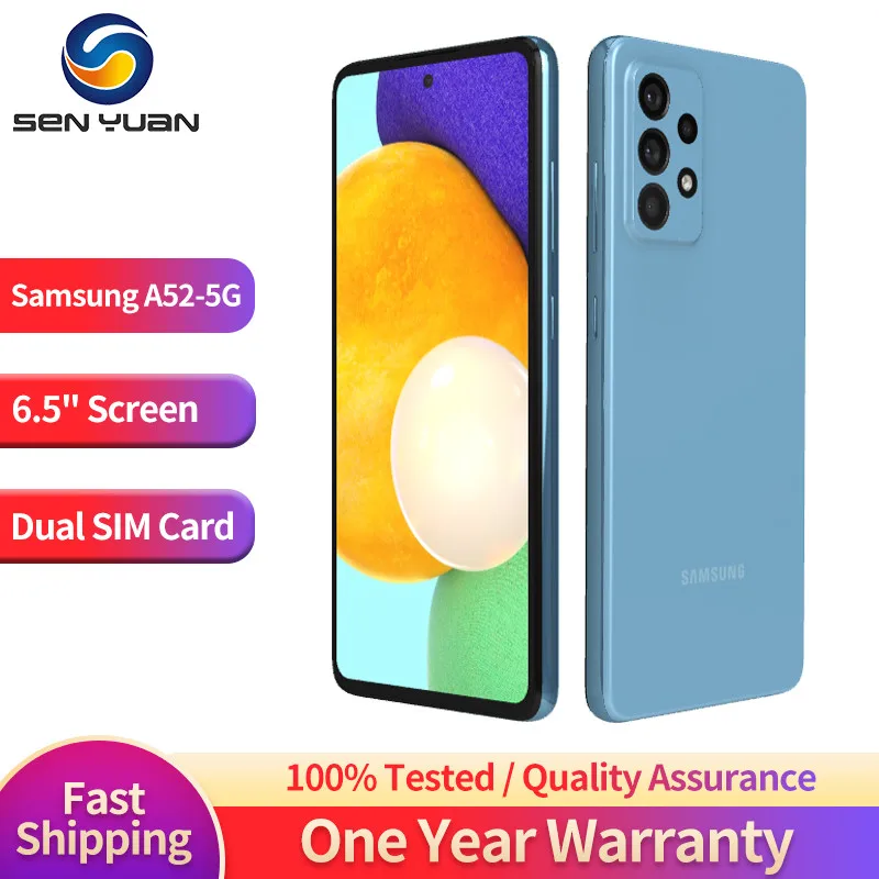 

Original Samsung Galaxy A52 A526U1 5G Mobile Phone NFC 6.5" 6GB RAM 128 ROM CellPhone Quad Camera Octa Core Andriod SmartPhone