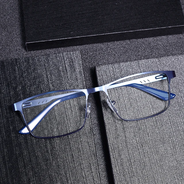 Mens Metal Reading Glasses Frame High Quality Square Presbyopic Spectacles Eyeglasses With Blue Light Lens+75+125+175+225+275