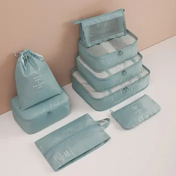 여행 포장 큐브 휴대용 메쉬 의류 보관 가방, 여행 가방, 수하물 분류 가방, 신발 가방, 세면 용품 가방, 세트당 8 개