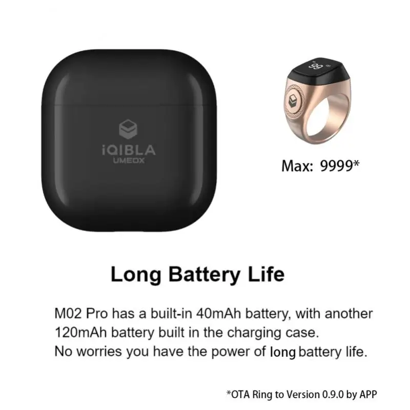 IQibla-Zikr 1 Lite Ʈ ī, ̽ 18/20/22mm, 40mAh  Ʈ ,  , 5 ⵵ ð ˸