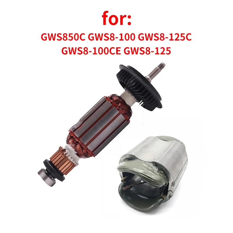 AC220-240V Rotor for Bosch GWS8-100 GWS8-125 GWS8-125C GWS8-100CE GWS850C Angle Grinder Armature Anchor Stator Replacement Parts free shipping ac 220v drive shaft electric angle grinder rotor for bosch gws8 125c 8 125ce 8 100c 8 100ce high quality