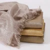 Lastest Brand Design Scarf Shiny Solid Color Shawls Rayon Fabric Gold Silk Silver Wire Head Shawl Fringe Hijab For Women 1