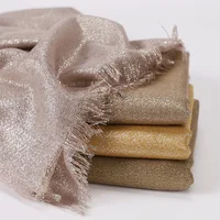 Lastest Brand Design Scarf Shiny Solid Color Shawls Rayon Fabric Gold Silk Silver Wire Head Shawl Fringe Hijab For Women 1