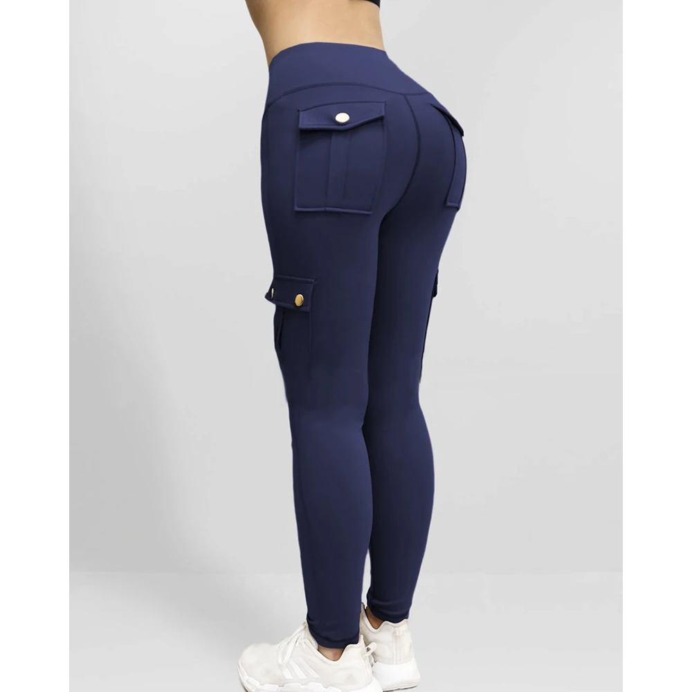 Women New Fashion Multi-pockets Design Butt Lifting Slim Fit Sports Pants Femme Casual Skinny Long Trouses Leggins Sportswear
