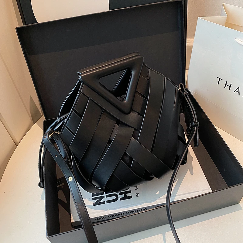 حقيبة يد فاخرة مضفرة منسوجة من البولي يوريثان للنس...