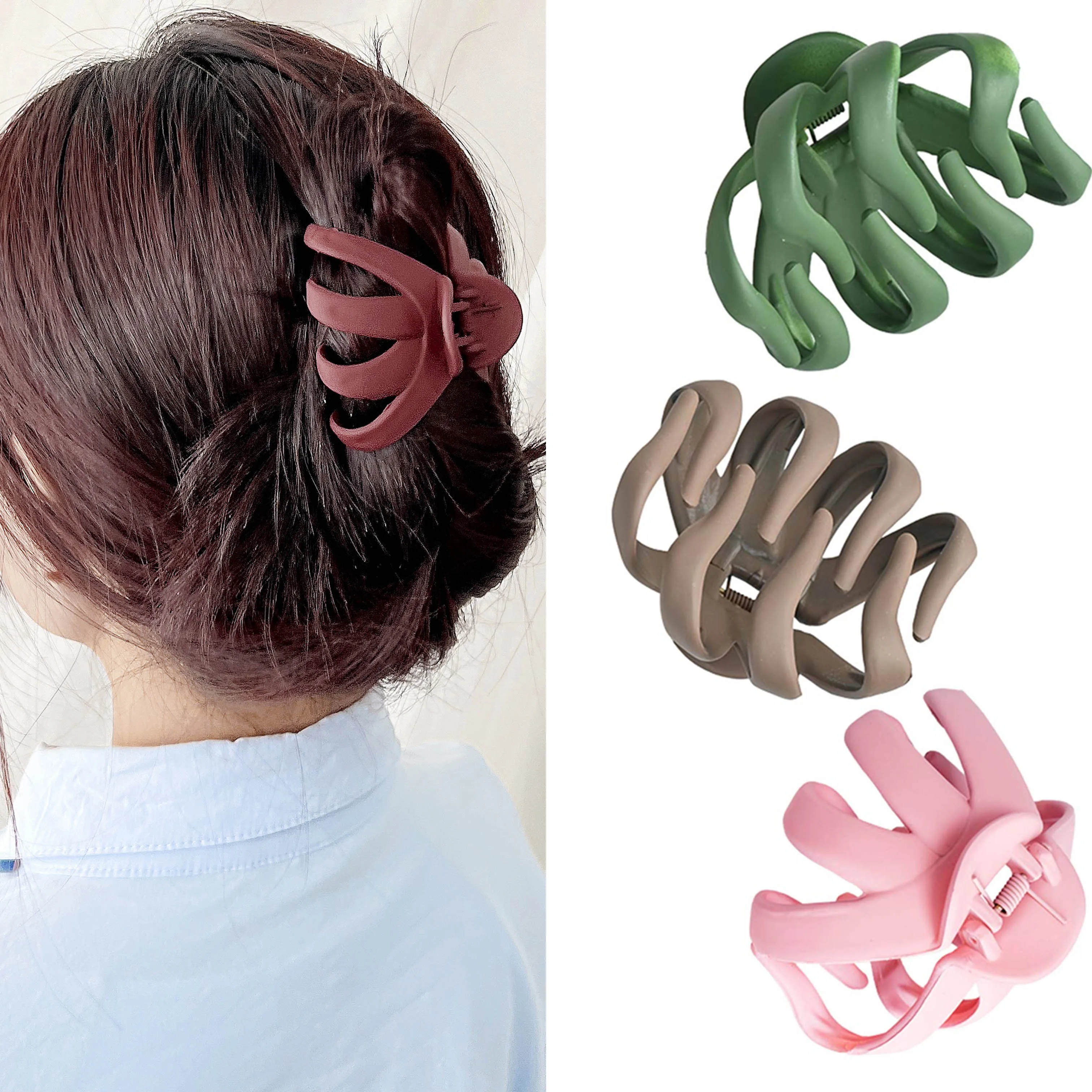 4 pinzas de pelo extra grandes para cabello grueso de 3.5 pulgadas, pinzas  de pulpo grandes para mujeres y niñas, pinzas de garra de pelo de alta