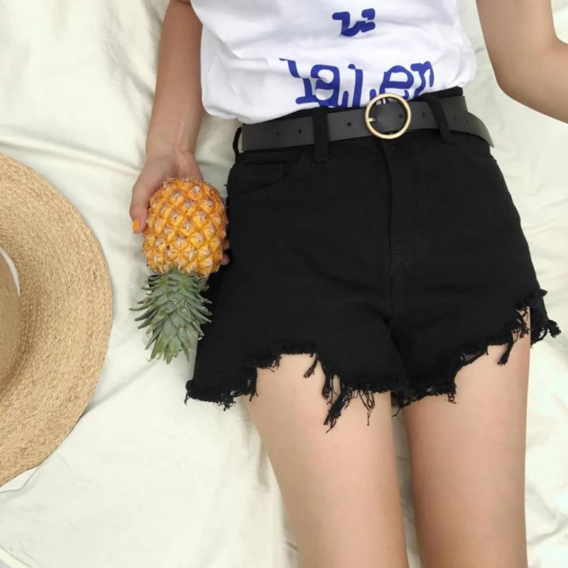 black denim shorts Summer Women's Clothing High Waisted Raw Edge Notched White Denim Shorts Women Wide Leg Pants Loose Thin Shorts Student Hot Pant cargo shorts