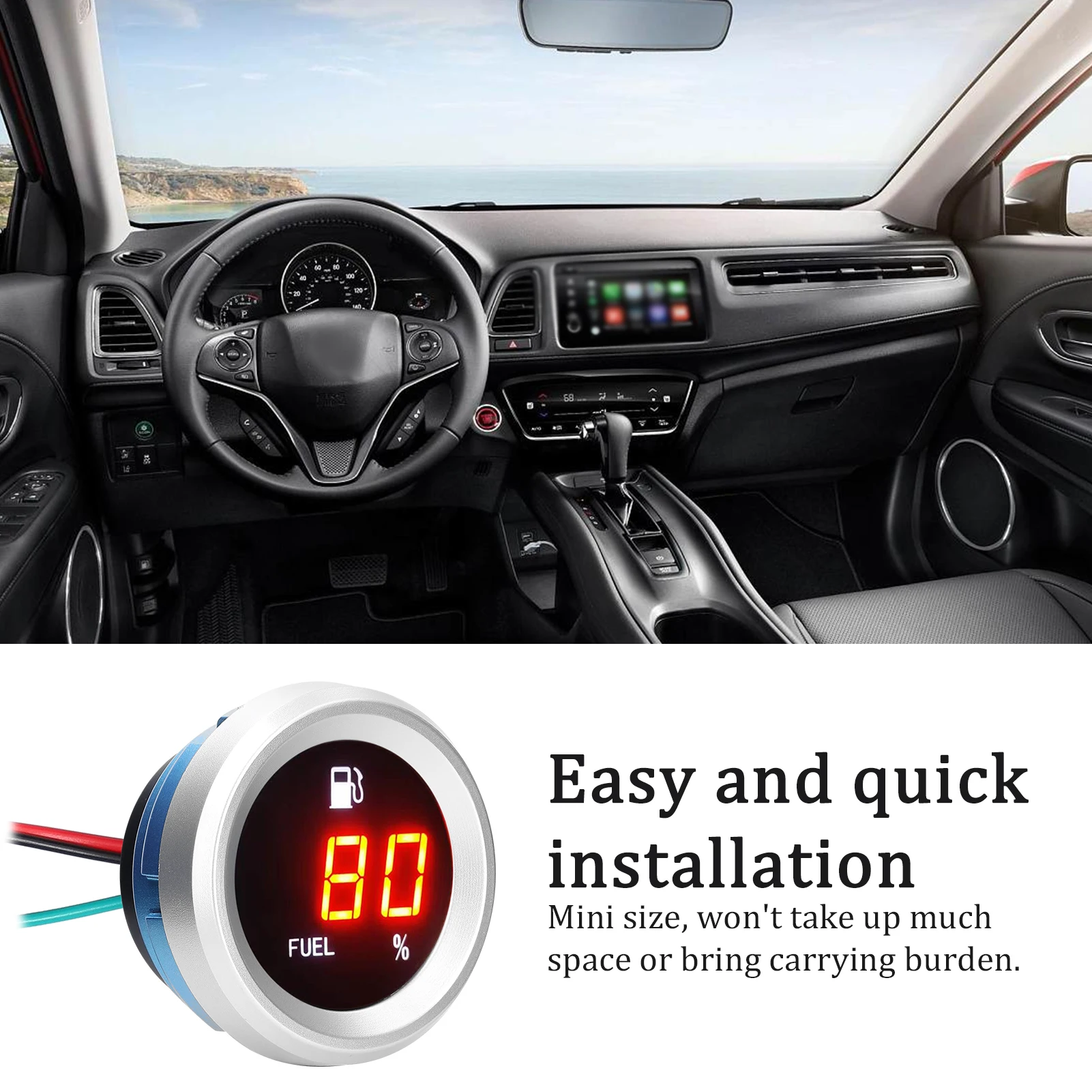 Digital Fuel Level Gauge with Flashing Alarm Car Fuel Level Meter 9-35V Fuel Level Tester for Auto Motorcycle