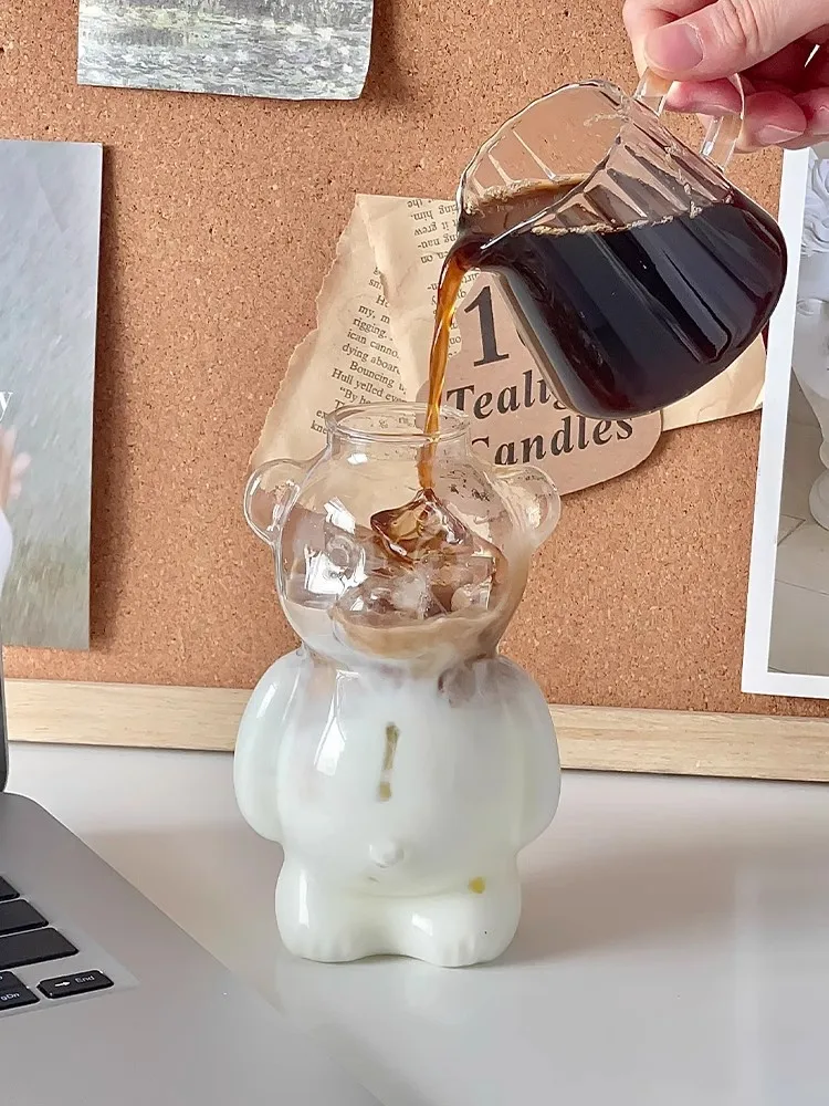 1Pc 320Ml Creative Cute Bear Coffee Mug With Straw