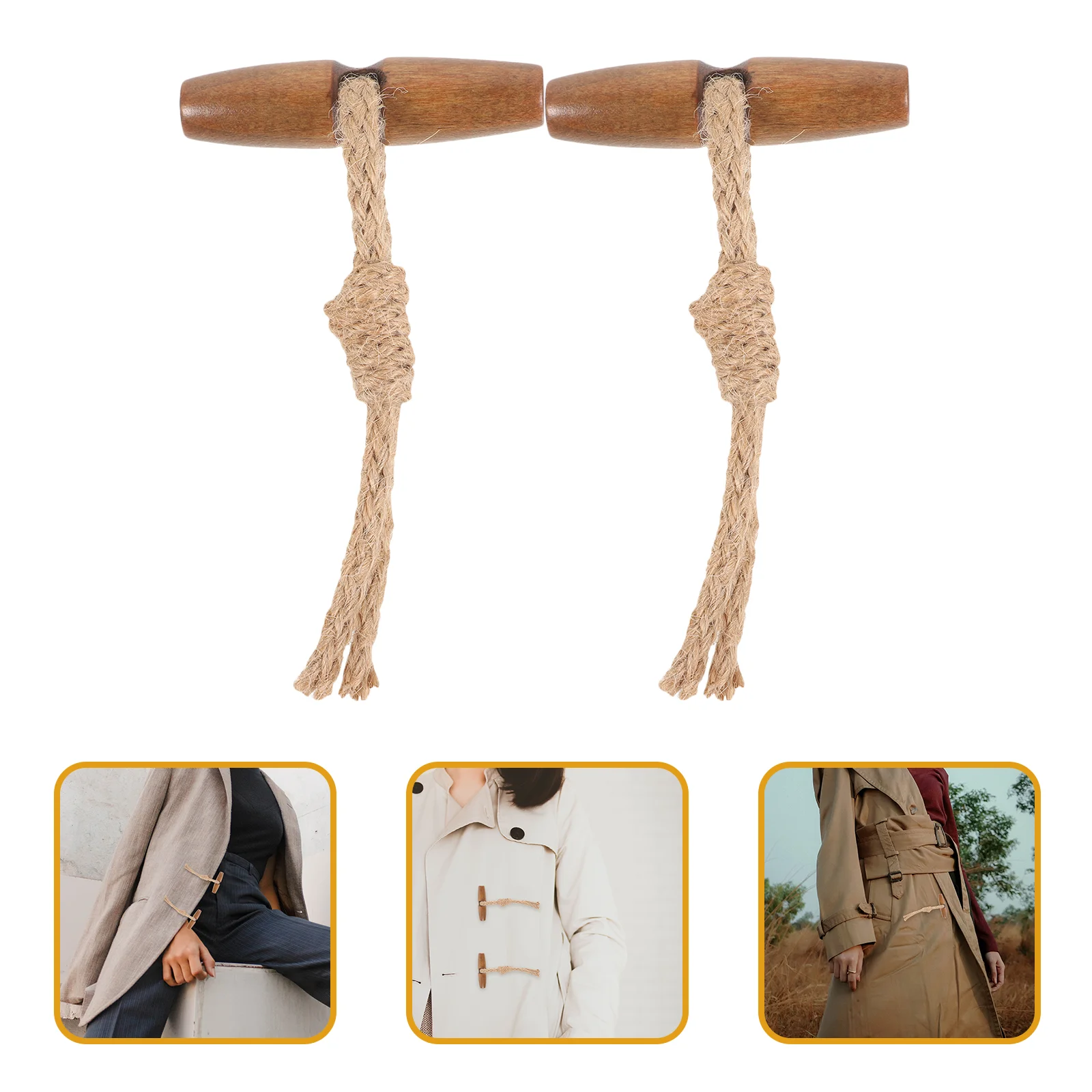 

10 Pairs of Overcoat Buttons Decorative Coat Buttons Cotton Rope Sew-On Toggles Closure Buttons