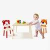 Kids Table and 2 Chairs Set, 3 Pieces Toddler Table and Chair Set, Wooden Activity Play Table Set (Bear&Tiger) 4