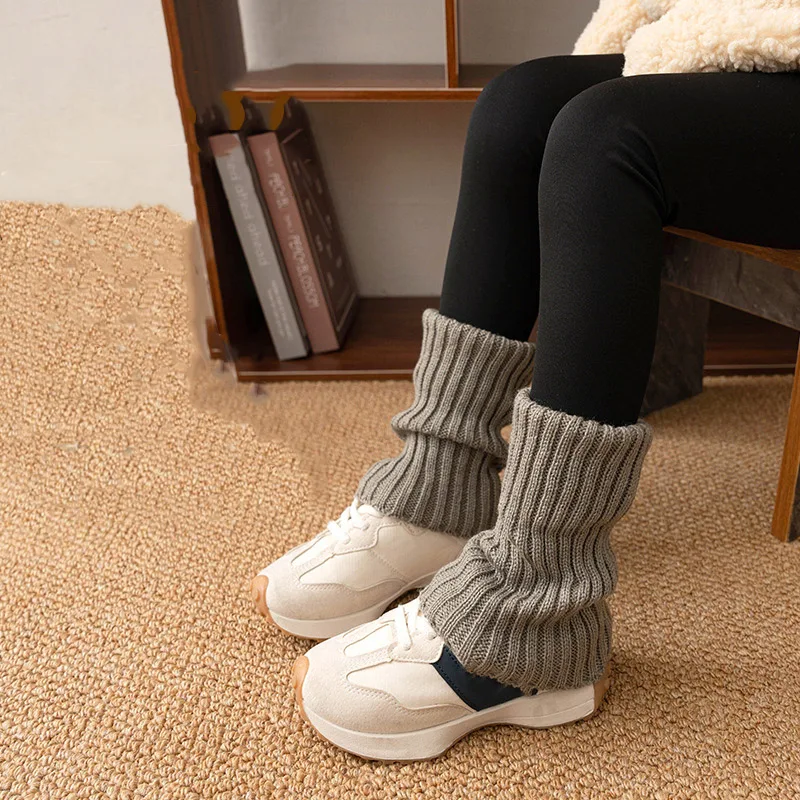 Y2K Solide Gestrickte Beinwärmer Japanische Warme Socken Kinder Gestapelte Leggings JK Spicy Girl Ballett Socken Lolita Strümpfe Herbst Winter – Detail 2