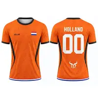 Maillot de football imprimé drapeau néerlandais, décontracté, respirant, à manches courtes, pour l'été, pour hommes, pour la salle de sport, l'entraînement sportif, le football 5