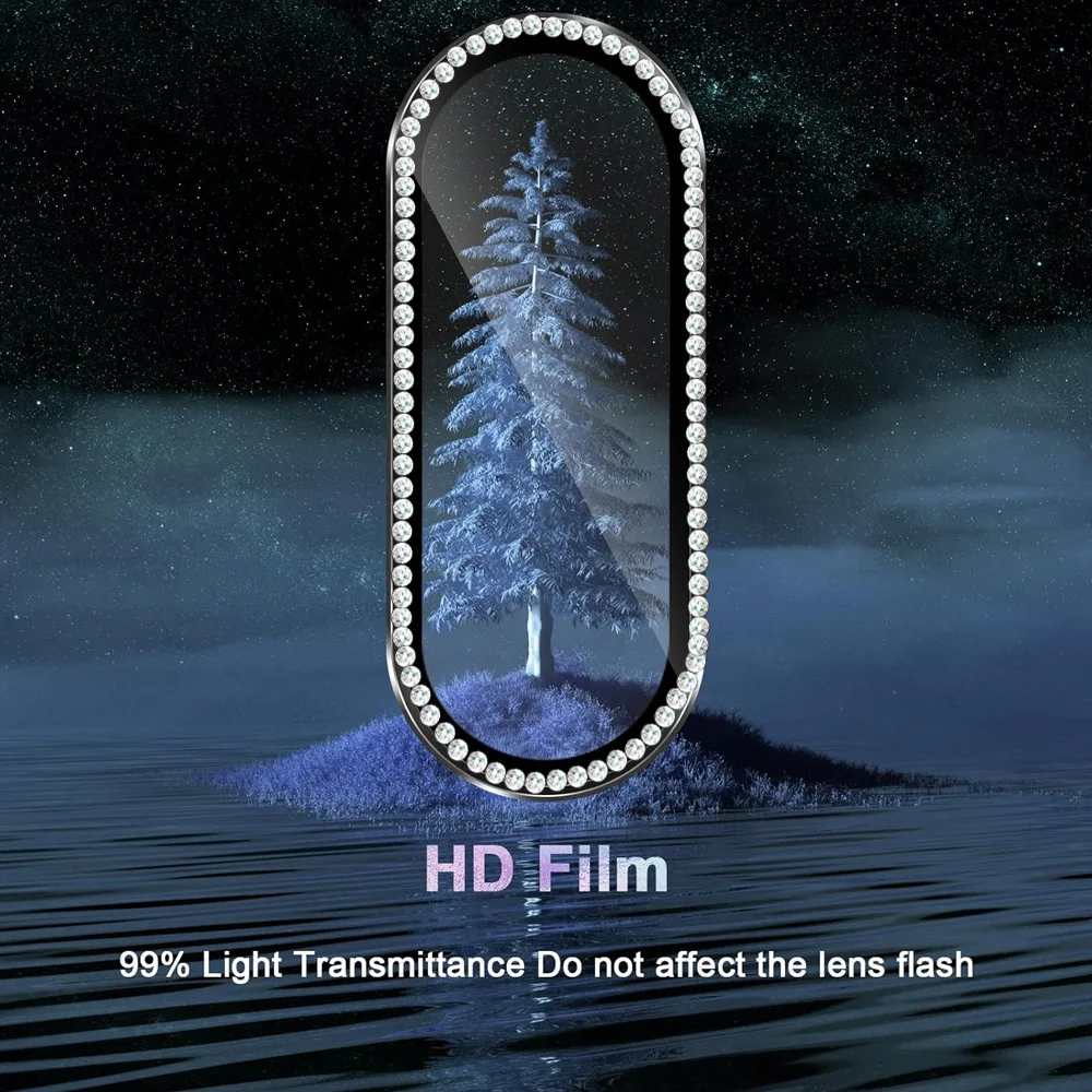 Diamond Camera Screen Protector with 9H Tempered Glass and Metal Lens Cap