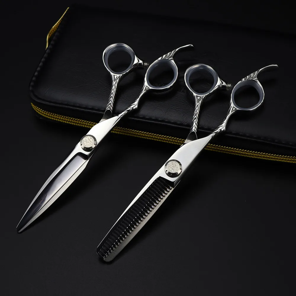 전문 JP 440c 스틸 6 인치 왼손 헤어 가위, 이발, 마카, 헤어 커팅, 미용사..